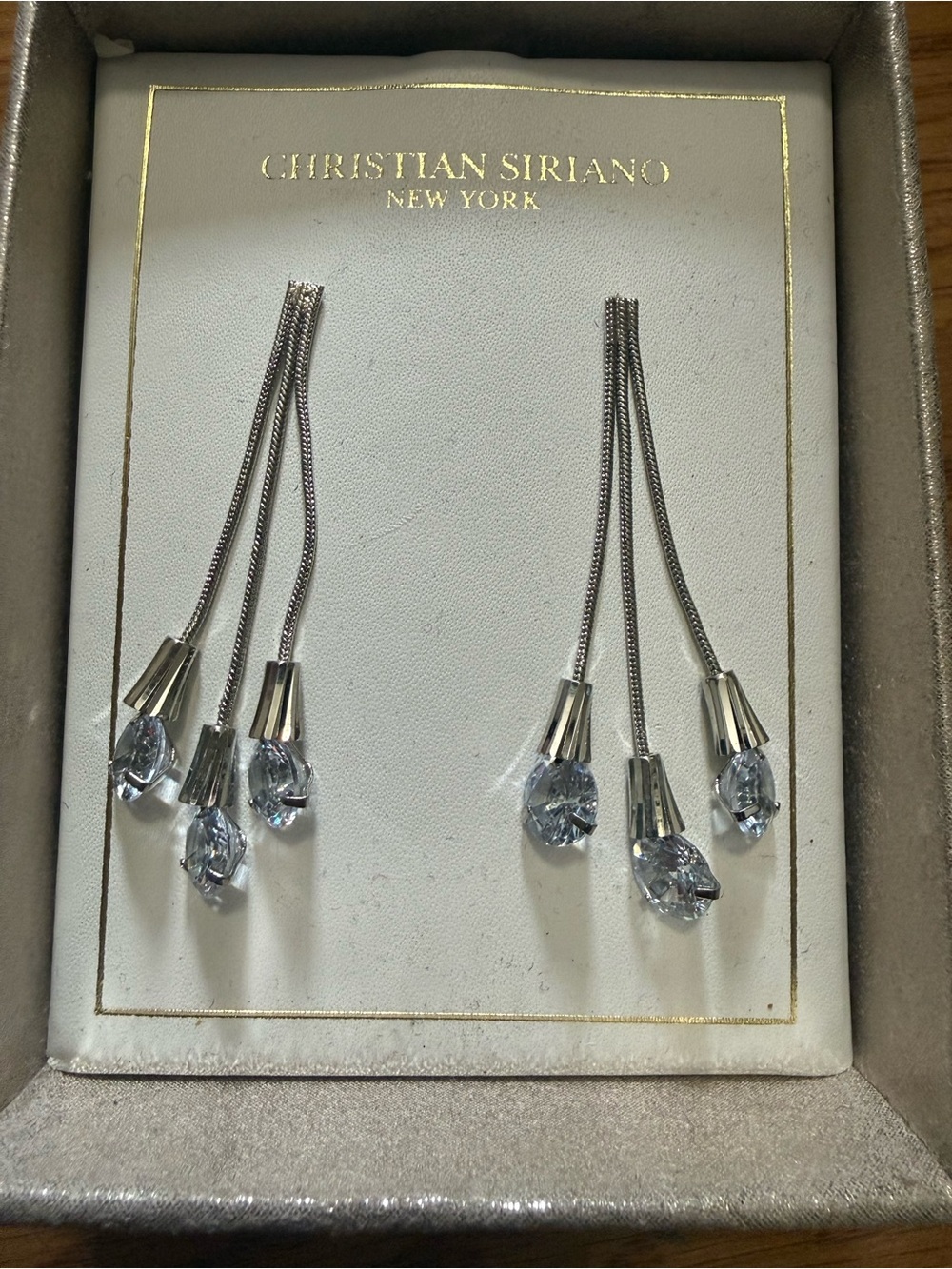 Christian Siriano Silver-Tone Crystal Tassel Drop Earrings